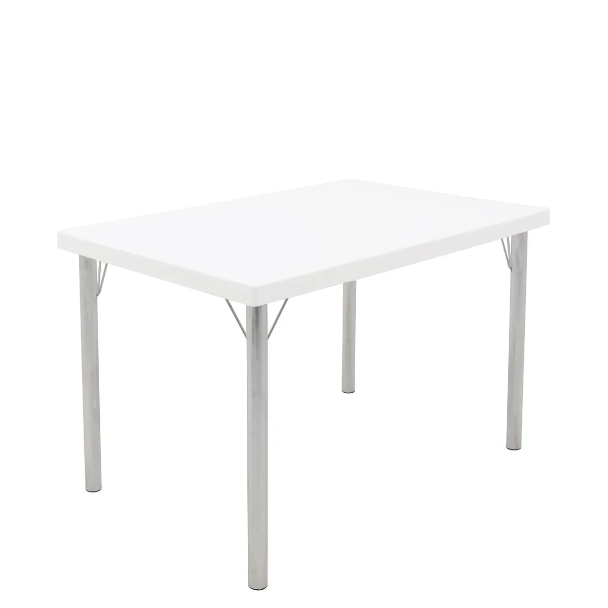Mesa Tramontina Summa Beta em Polipropileno Branco com Base em Alumínio Polido