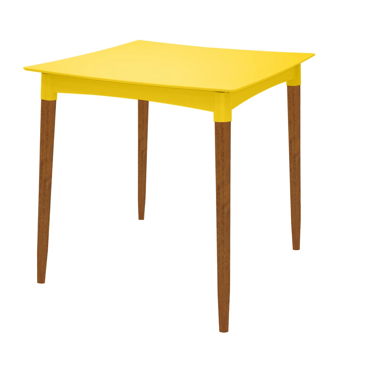 Mesa Tramontina Summa Diana em Polipropileno Amarelo com Pernas de Madeira Eucalipto