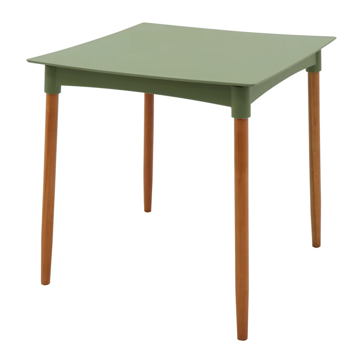 Mesa Tramontina Summa Diana em Polipropileno Verde Oliva com Pernas de Madeira Eucalipto