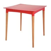 Mesa Tramontina Summa Diana em Polipropileno Vermelho com Pernas de Madeira