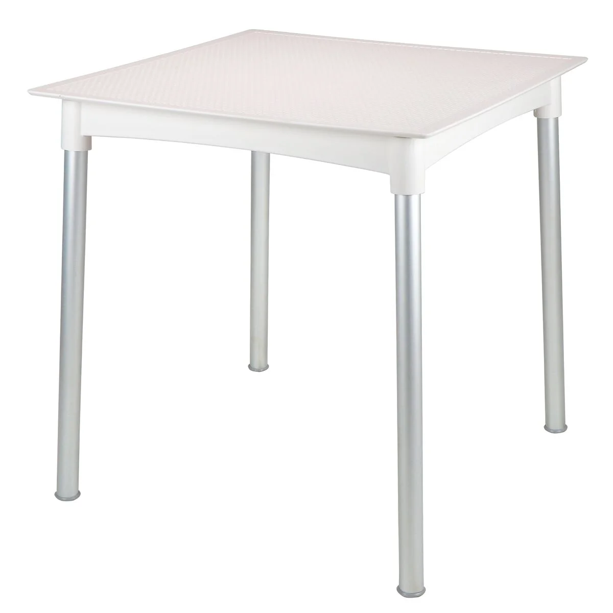 Mesa Tramontina Summa Laura Rattan em Polipropileno Branco com Pernas de Alumínio Anodizado