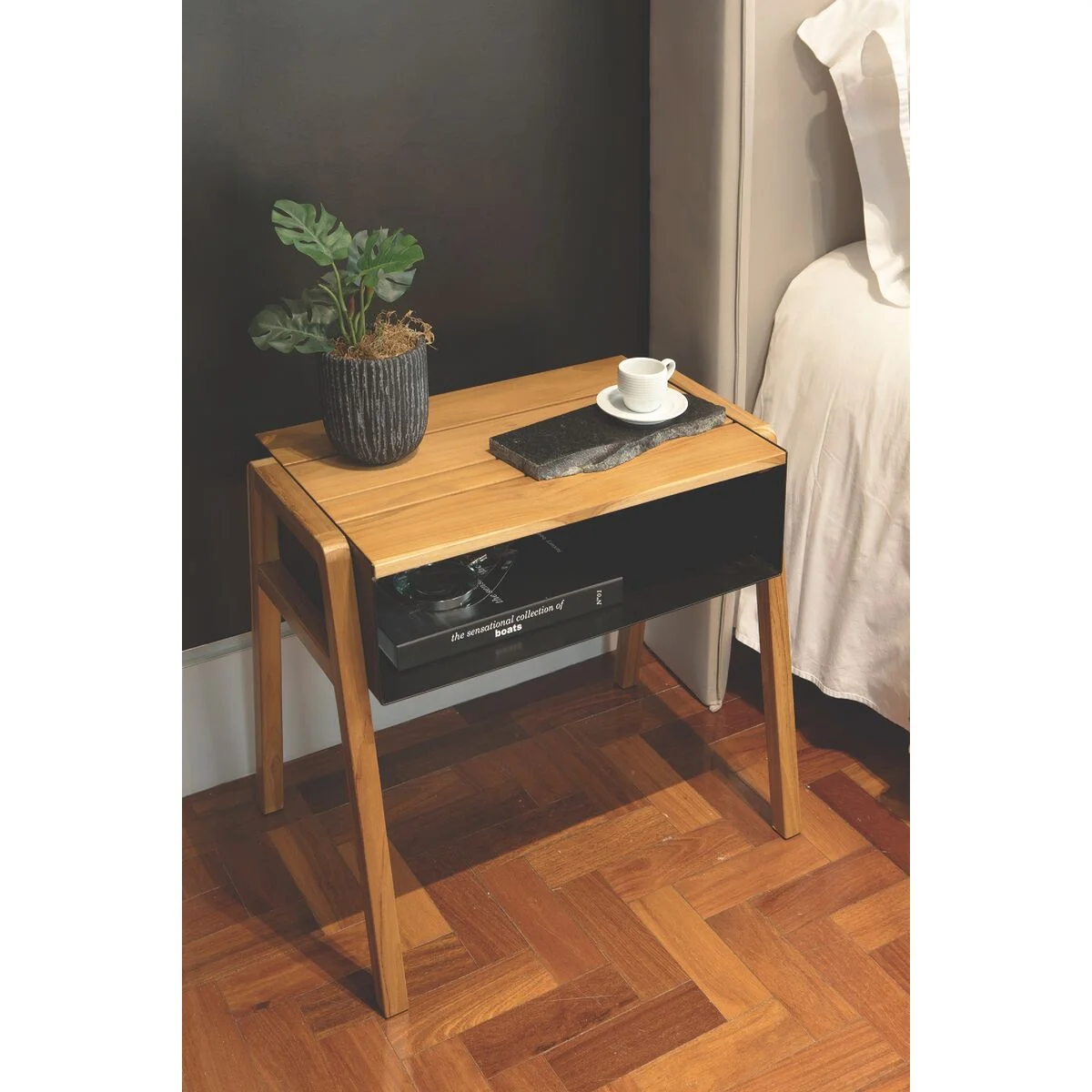 Mesa de Apoio Multiuso Tramontina Verona em Madeira Teca com Acabamento em Verniz Incolor