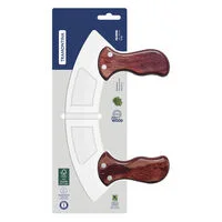 Mezzaluna Tramontina Polywood com Lâmina em Aço Inox e Cabos de Madeira Tratada Vermelho