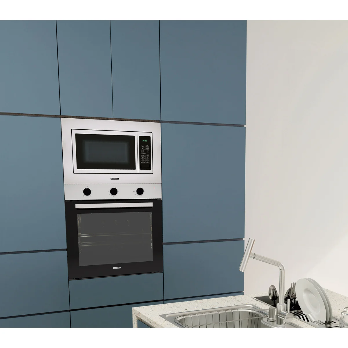 Micro-ondas de Embutir Tramontina Inox Easy 60 25 L em Aço Inox com Acabamento Acetinado 8 Funções