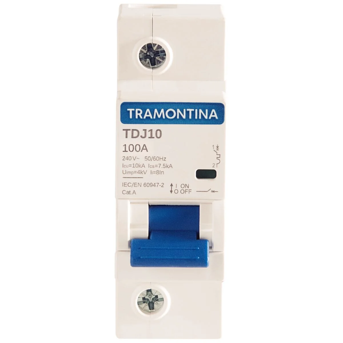 Minidisjuntor TDJ10 1 P 100 A 10 kA curva C Tramontina