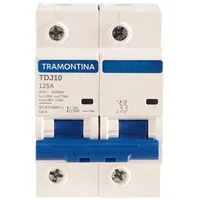 Minidisjuntor TDJ10 2 P 125 A 10 kA curva C Tramontina