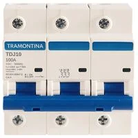 Minidisjuntor TDJ10 3 P 100 A 10 kA curva C Tramontina