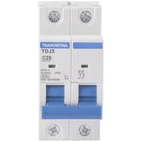 Minidisjuntor TDJ5-2C25 2 P 25 A 4,5 kA curva C Tramontina