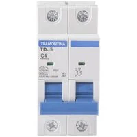 Minidisjuntor TDJ5-2C4 2 P 4 A 4,5 kA curva C Tramontina