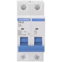 Minidisjuntor TDJ5-2C6 2 P 6 A 4,5 kA curva C Tramontina