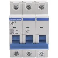 Minidisjuntor TDJ5-3C2 3 P 2 A 4,5 kA curva C Tramontina