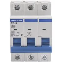 Minidisjuntor TDJ5-3C40 3 P 40 A 4,5 kA curva C Tramontina