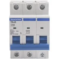 Minidisjuntor TDJ5-3C50 3 P 50 A 4,5 kA curva C Tramontina