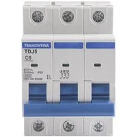 Minidisjuntor TDJ5-3C6 3 P 6 A 4,5 kA curva C Tramontina