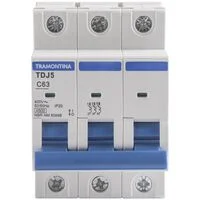 Minidisjuntor TDJ5-3C63 3 P 63 A 4,5 kA curva C Tramontina