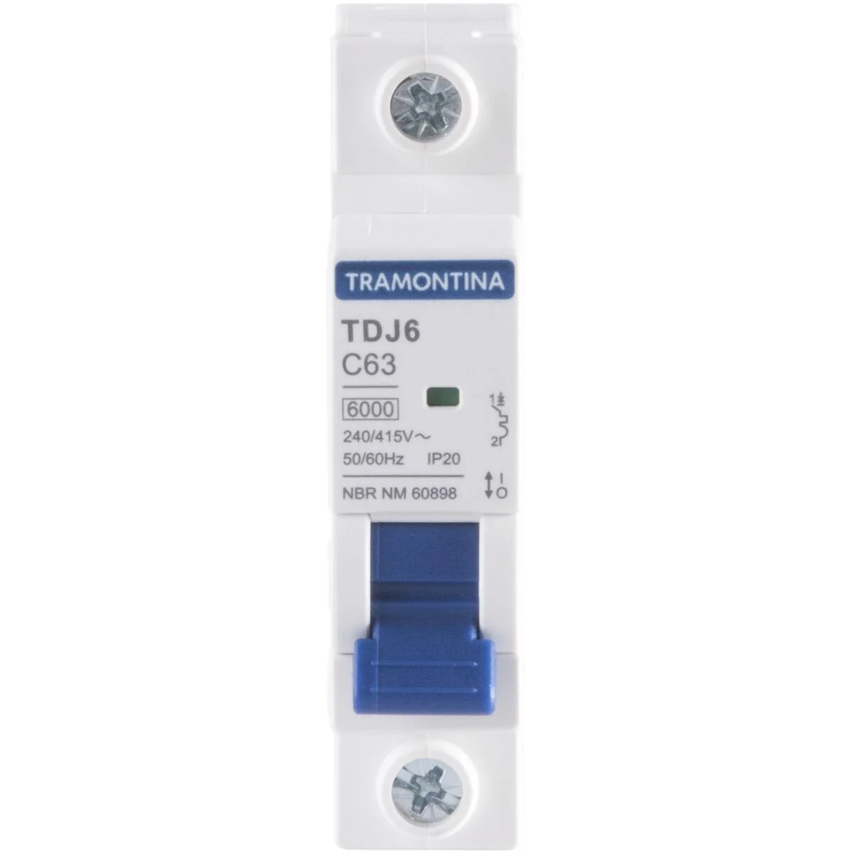 Minidisjuntor TDJ6 1 P 63 A 6kA curva C Tramontina