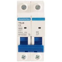 Minidisjuntor TDJ6 2 P 2 A 6kA curva C Tramontina