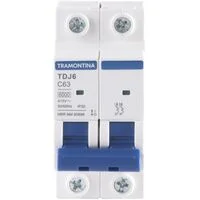 Minidisjuntor TDJ6 2 P 63 A 6kA curva C Tramontina