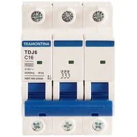 Minidisjuntor TDJ6 3 P 16 A 6kA curva C Tramontina