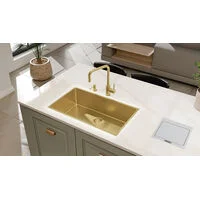 Monocomando Tramontina Angolare Light Gold em Aço Inox com Revestimento PDV e Bica Articulada