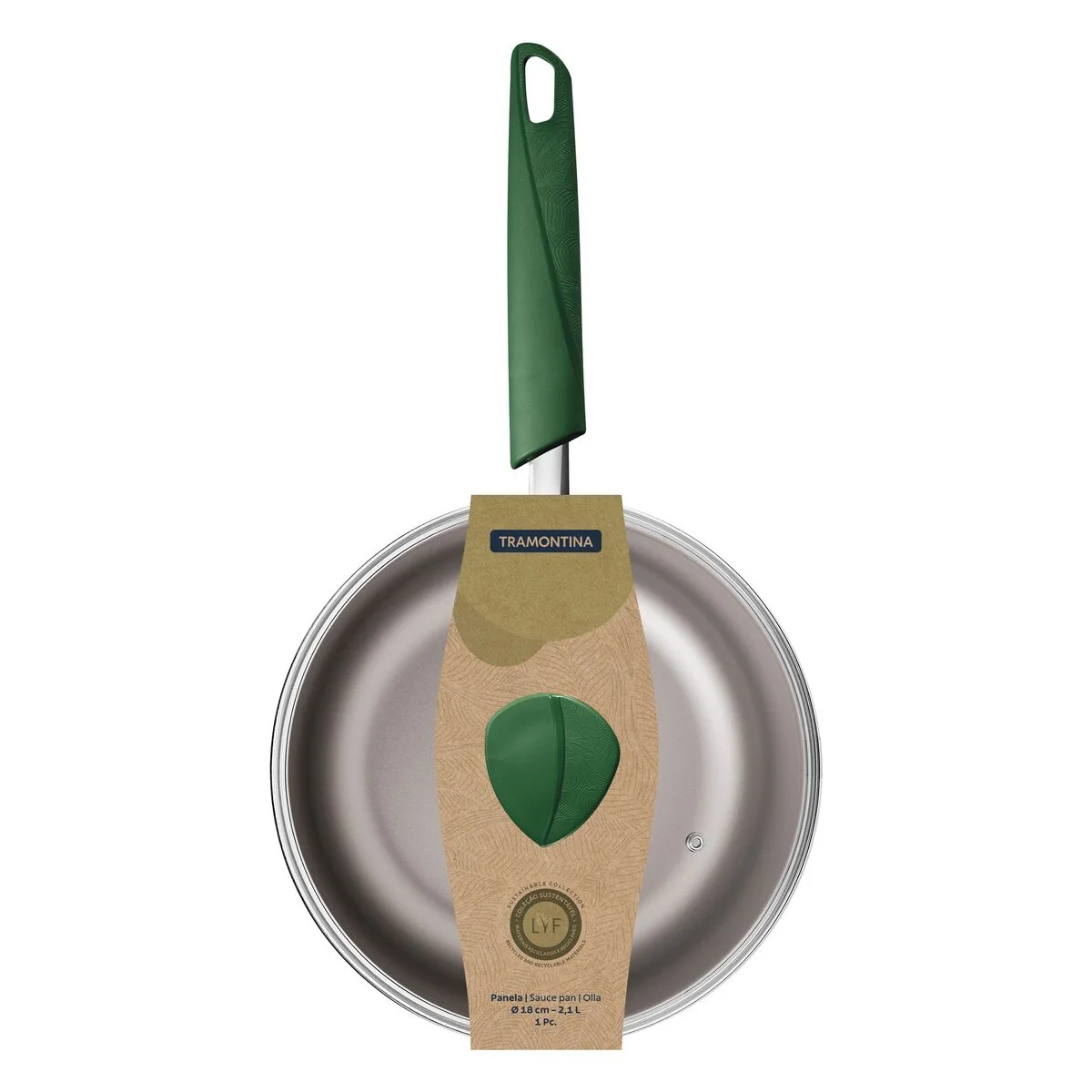 Panela Tramontina LYF em Alumínio com Revestimento Interno e Externo em Antiaderente Starflon Max Verde Natureza 18 cm 2,1 L