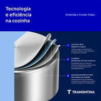 Caldeirão Tramontina Solar em Aço Inox Fundo Triplo com Tampa e Alças 28 cm 11,9 L