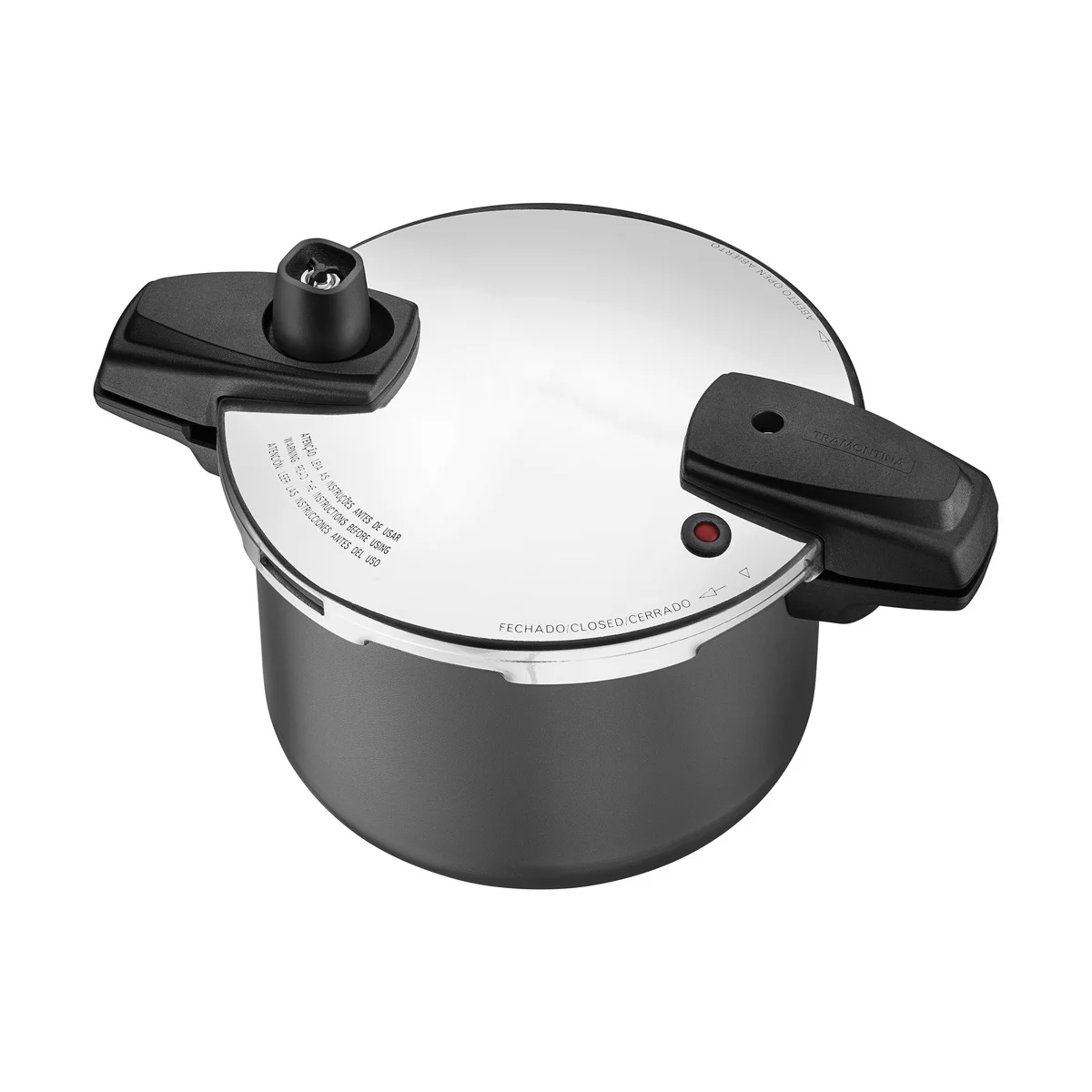 Panela de Pressão Tramontina Arizona Induction em Alumínio com Revestimento Interno e Externo em Antiaderente Starflon Max Titânio 20 cm 4,5 L