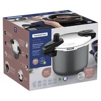 Panela de Pressão Tramontina Arizona Induction em Alumínio com Revestimento Interno e Externo em Antiaderente Starflon Max Titânio 20 cm 4,5 L
