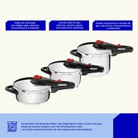 Panela de Pressão Tramontina Solar em Aço Inox Fundo Triplo com 5 Dispositivos de Segurança 22 cm 6 L