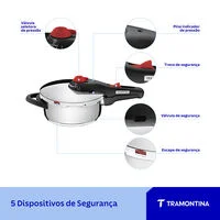 Panela de Pressão Tramontina Solar em Aço Inox Fundo Triplo com 5 Dispositivos de Segurança 22 cm 3 L