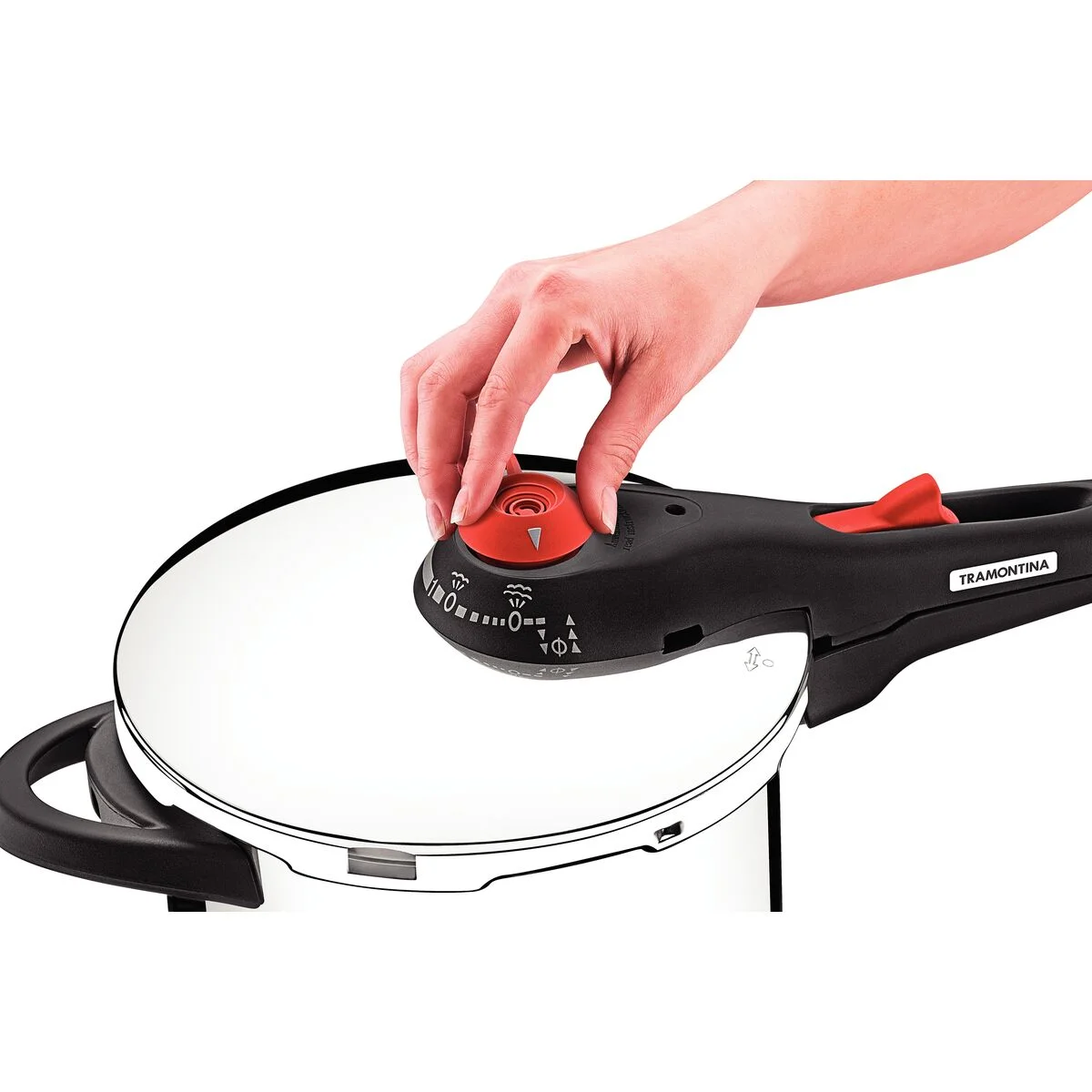 Panela de Pressão Tramontina Solar em Aço Inox Fundo Triplo com 5 Dispositivos de Segurança 22 cm 3 L