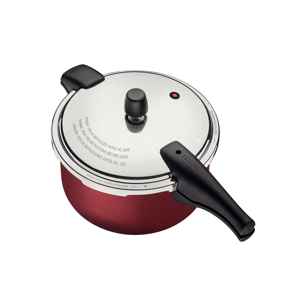 Panela de Pressão Tramontina Vancouver em Alumínio com Revestimento Interno e Externo Antiaderente Starflon Max Vermelho 24 cm 6 L