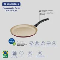 Panquequeira Tramontina Turim em Alumínio com Revestimento Interno e Externo em Antiaderente Starflon Max Vermelha 18 cm