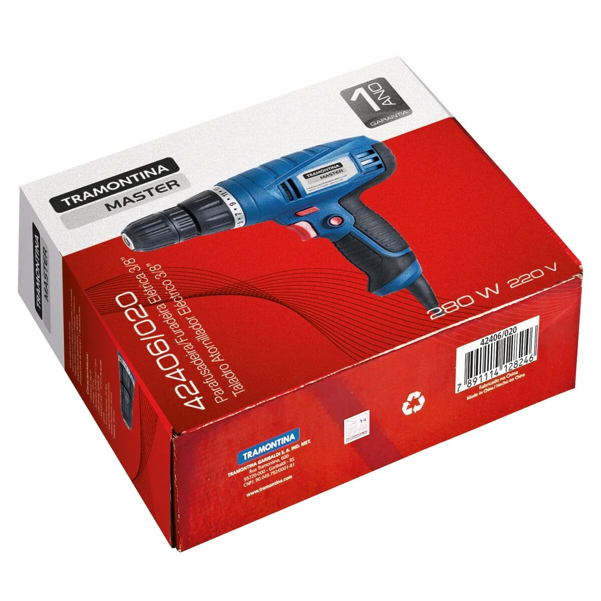 Parafusadeira/Furadeira 280 W 3/8" 220 V Tramontina MASTER para Uso Profissional com Velocidade Variável e Sistema de Reversão