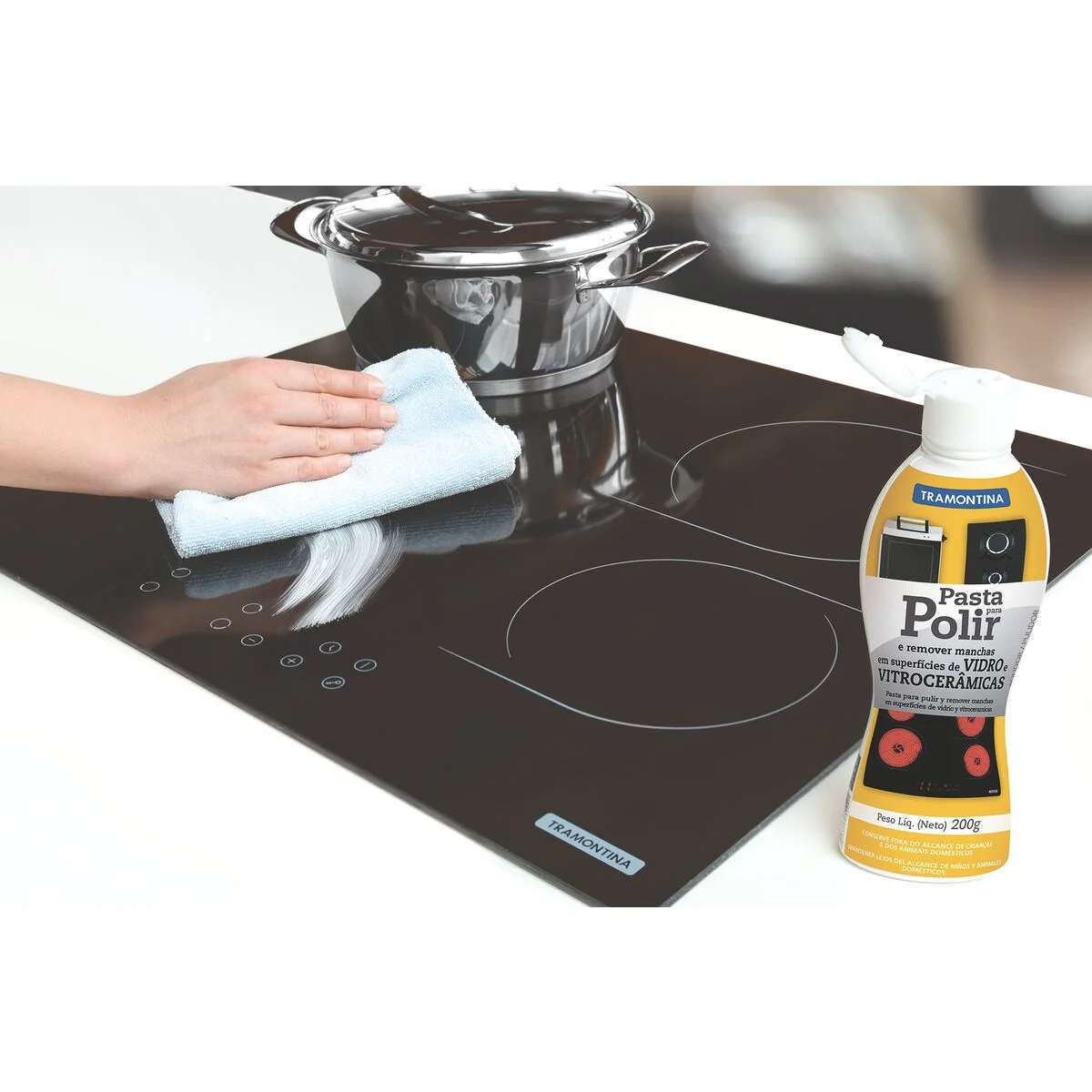 Kit Limpeza Tramontina Pastas para Polir e Remover Manchas Inox Vidro e Vitrocerâmica 200g
