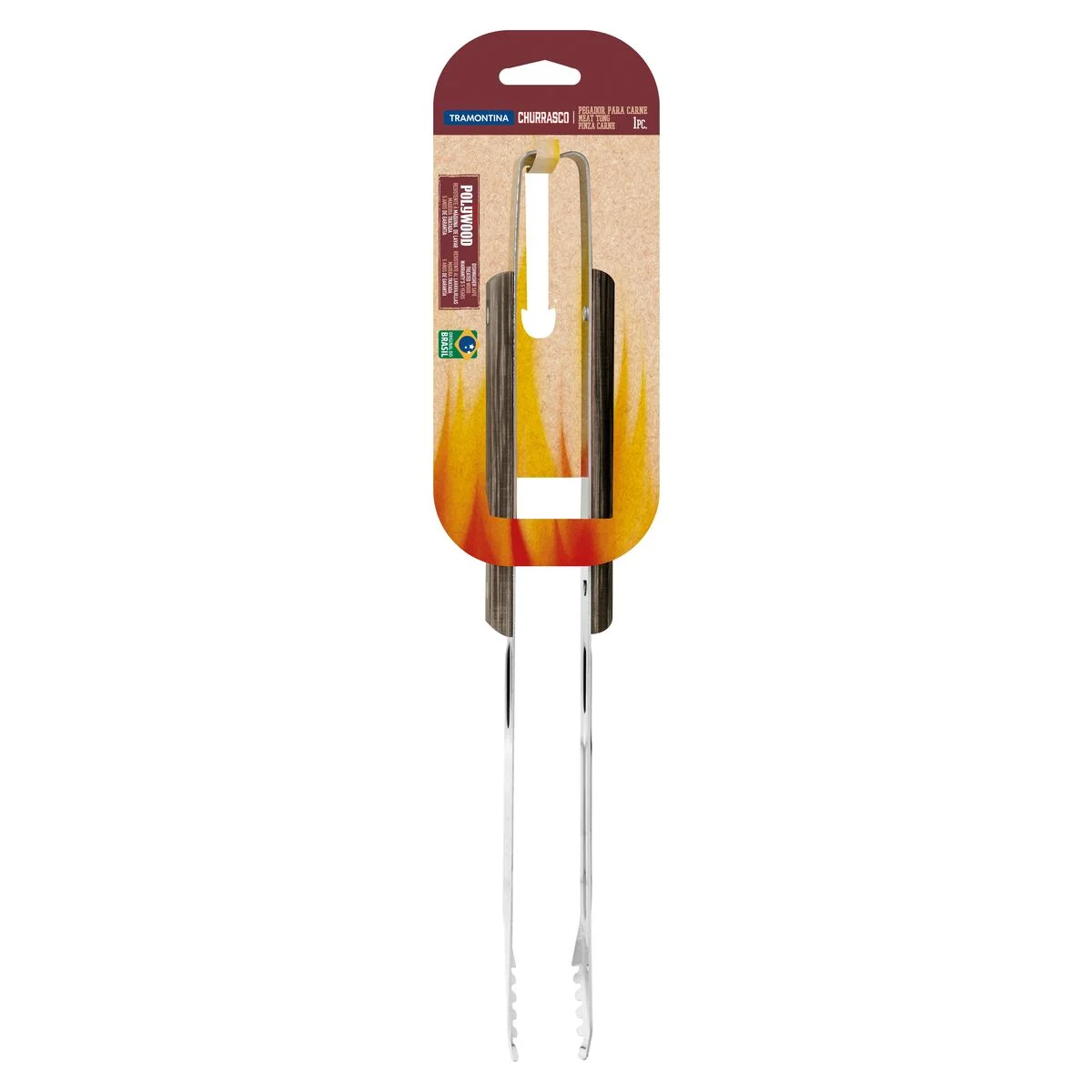 Pegador de Carne Tramontina Churrasco com Lâmina em Aço Inox e Cabo de Madeira Tratada Polywood Castanho