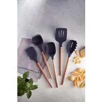 Concha Tramontina Live em Silicone Cinza com Cabo de Madeira