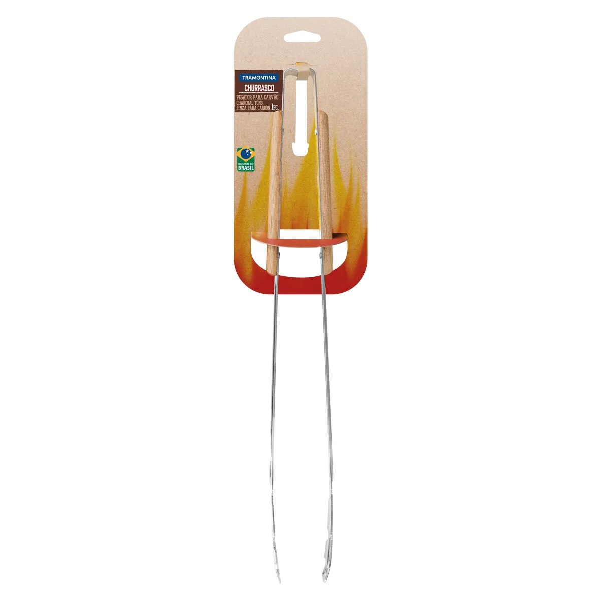 Pegador para Carvão Tramontina Churrasco com Lâmina em Aço Inox e Cabo de Madeira 47,3 cm