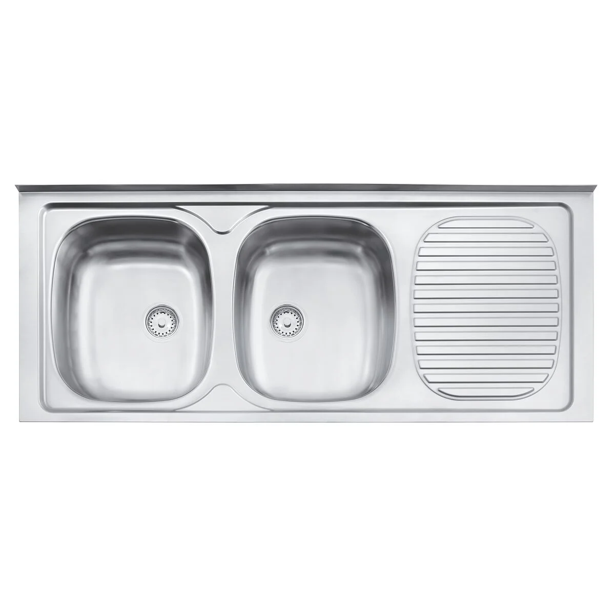 Pia de Apoio Tramontina Stratta 2C 34 EX em Aço Inox 120x50 cm com 2 Cubas
