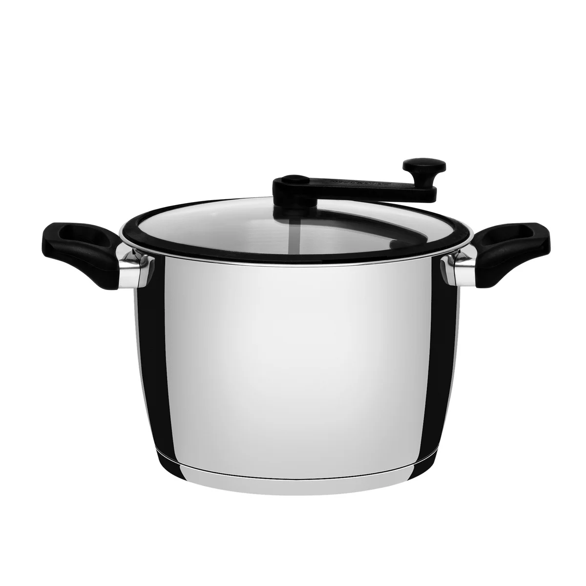 Pipoqueira Tramontina Allegra em Aço Inox com Fundo Triplo e Tampa de Vidro com Borda de Silicone 22 cm 5,6 L