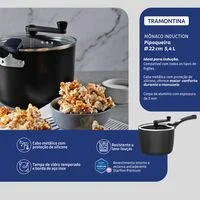 Pipoqueira Tramontina Mônaco Induction em Alumínio com Revestimento Interno e Externo Antiaderente Starflon Premium Preto 22 cm 5,4 L