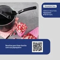 Pipoqueira Tramontina Mônaco Induction em Alumínio com Revestimento Interno e Externo Antiaderente Starflon Premium Preto 22 cm 5,4 L