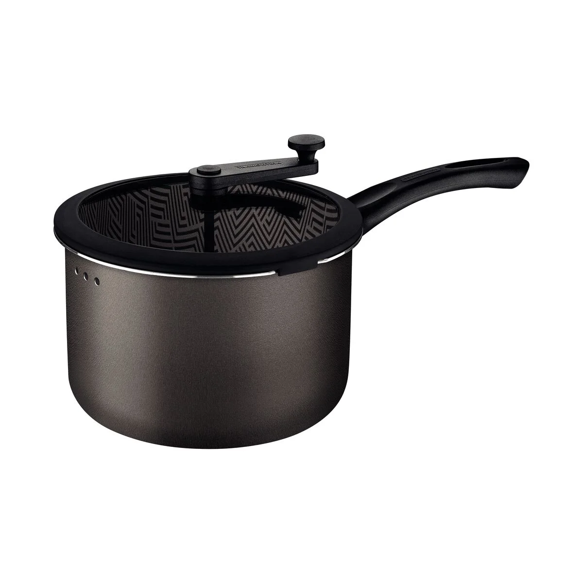 Pipoqueira Tramontina Paris em Alumínio com Revestimento Interno e Externo em Antiaderente Starflon Max Chumbo com Tampa de Vidro 22 cm 4,8 L