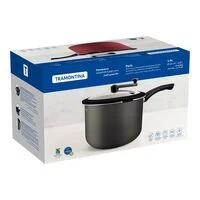 Pipoqueira Tramontina Paris em Alumínio com Revestimento Interno e Externo em Antiaderente Starflon Max Chumbo com Tampa de Vidro 22 cm 4,8 L