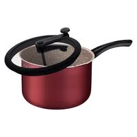 Pipoqueira Tramontina Paris em Alumínio com Revestimento Interno e Externo em Antiaderente Starflon Max Vermelho com Tampa de Vidro 22 cm 4,8 L