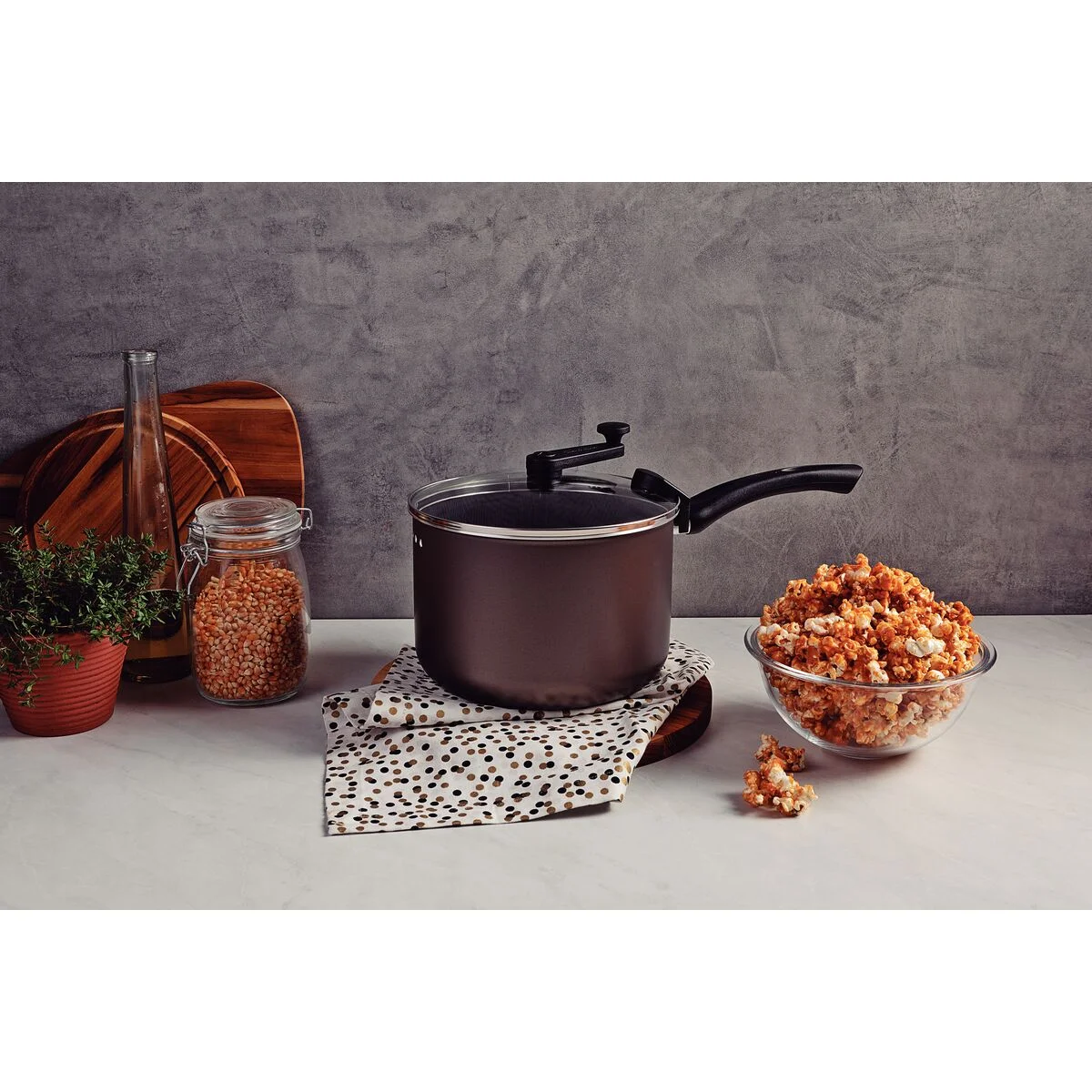 Pipoqueira Tramontina Paris em Alumínio com Revestimento Interno e Externo em Antiaderente Starflon Max Chumbo 22 cm 4,8 L