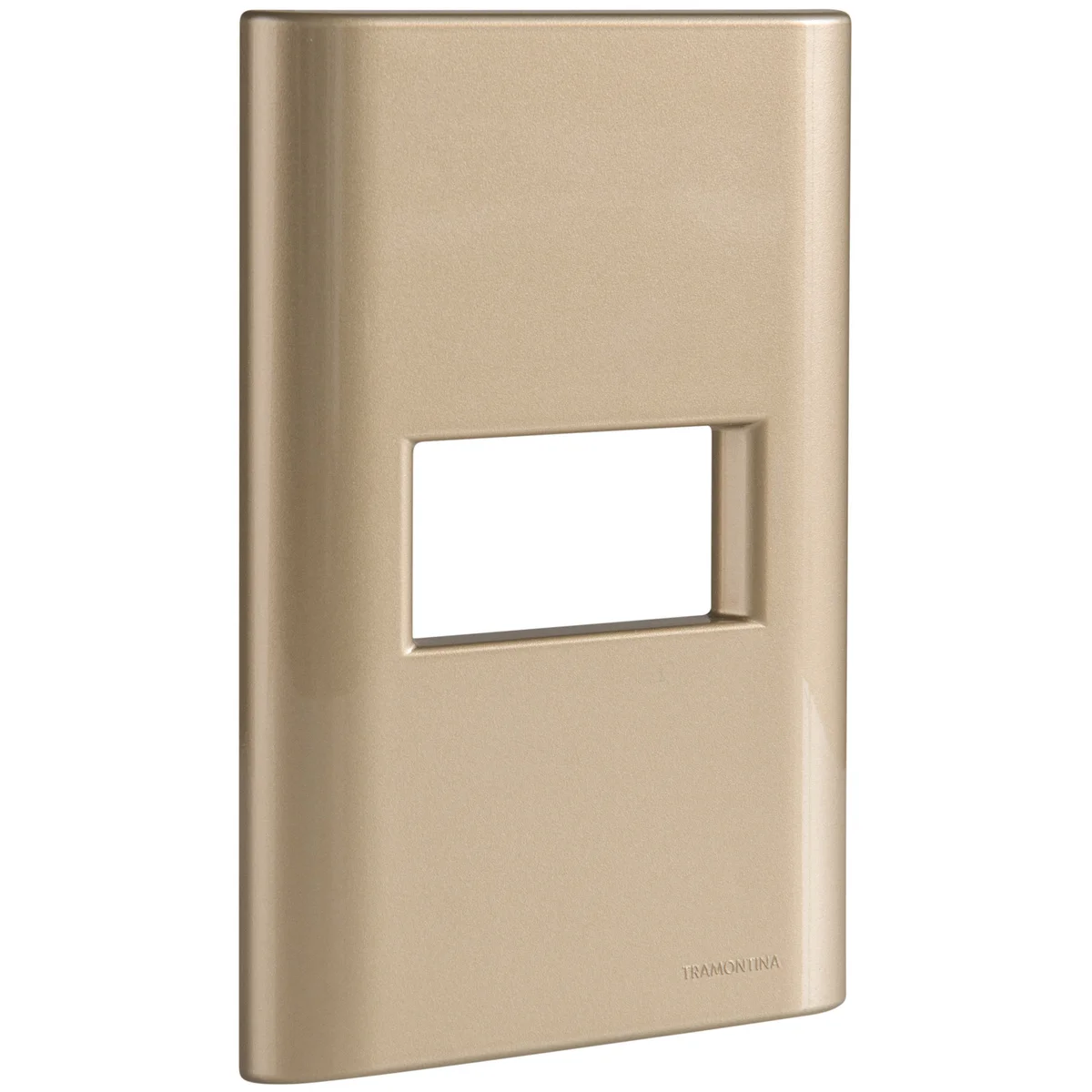 Placa 1 Posto Horizontal Tramontina Giz com Suporte Ouro Metalizado