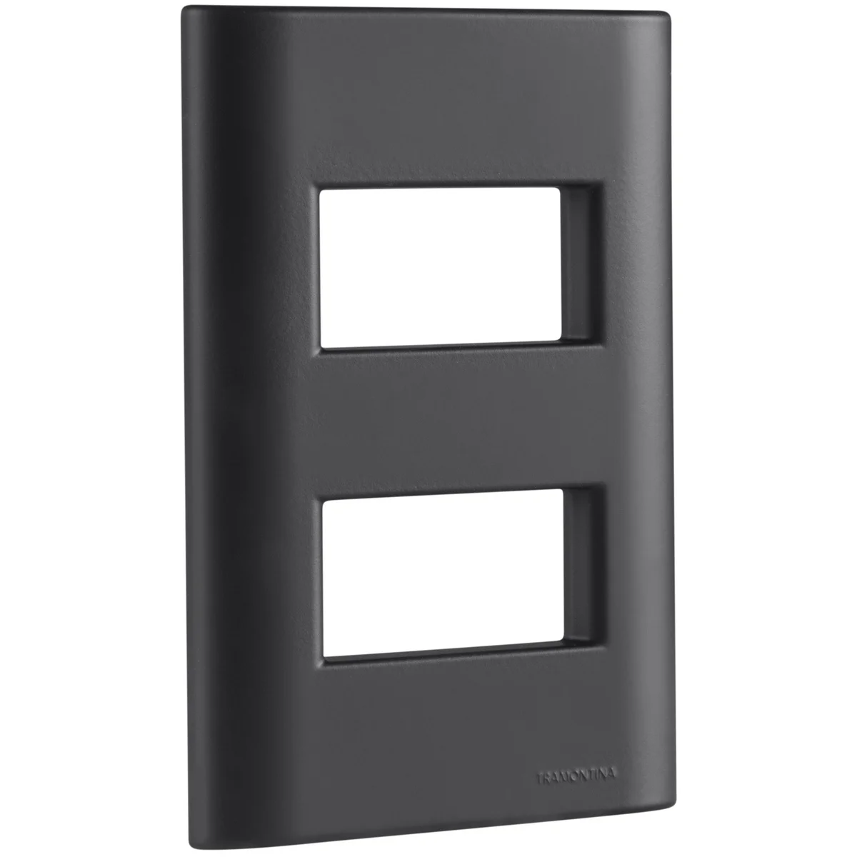 Placa 2 Postos Afastados Tramontina Giz com Suporte Preto Soft Touch