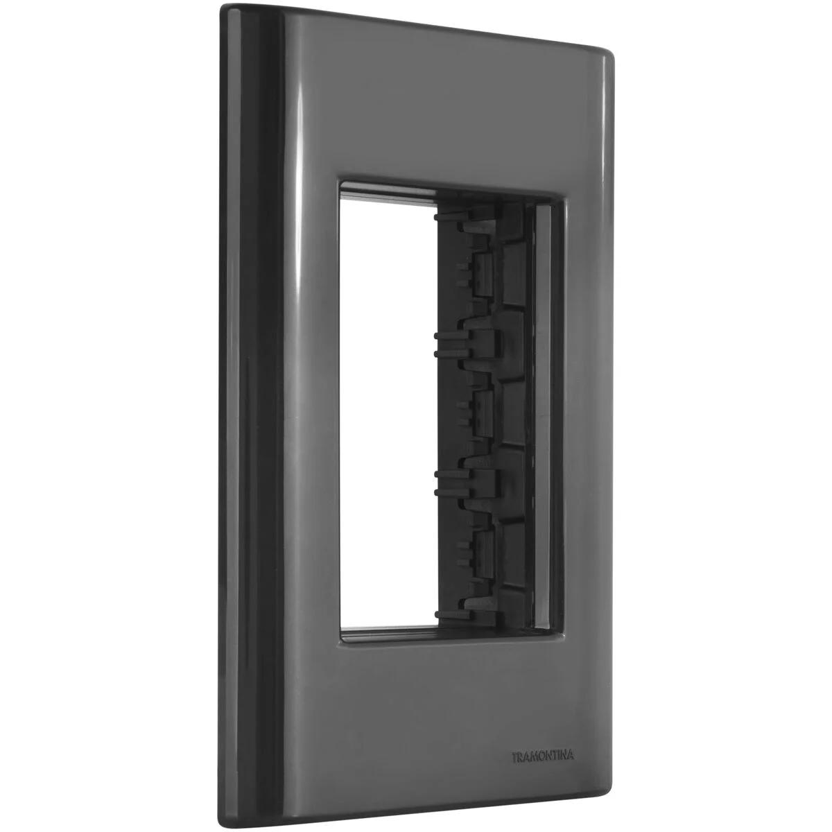 Placa 3 Postos 4x2 Tramontina Giz Grafite com Suporte