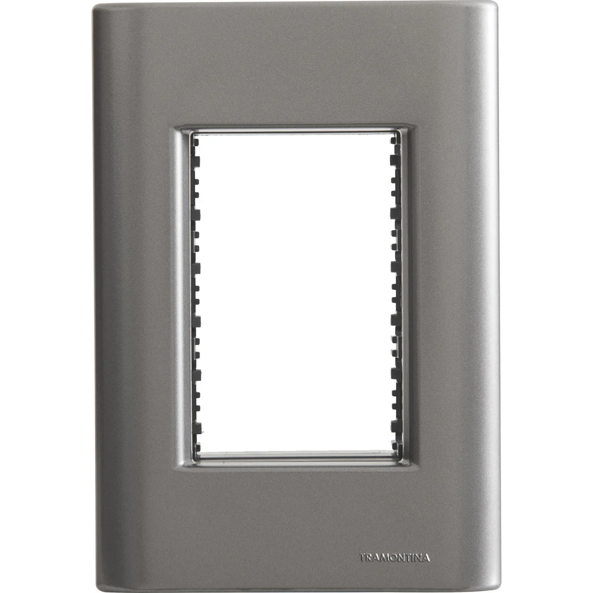 Placa 3 Postos 4x2 Tramontina Giz Onix Metalizado com Suporte